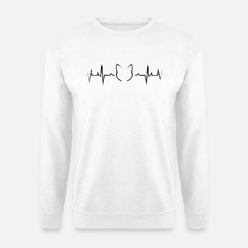 Herzschlag EKG Katze - Unisex Pullover - Weiß