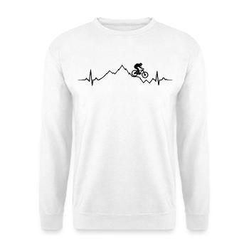 VTT, ECG, battement de cœur, saut en montagne en VTT - Sweat-shirt Unisexe - blanc - Devant
