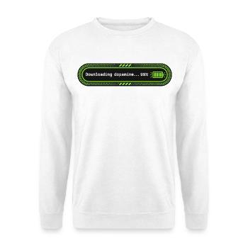 Dopamine 99 Lustige Ladeleiste herunterladen - Unisex Pullover - Weiß - Vorne - Alina (178cm) & Michal (187cm)