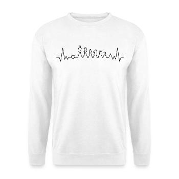 Schach Herzschlag Schachfiguren Für Schachspieler - Unisex Pullover - Weiß - Vorne - Alina (178cm) & Michal (187cm)