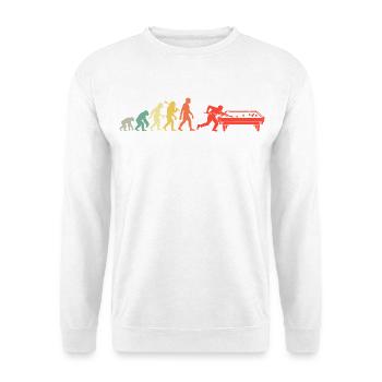 Retro Pool Billiard Evolution Mit Billiardtisch - Unisex Pullover - Weiß - Vorne - Alina (178cm) & Michal (187cm)