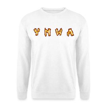 Flaming Letters Print - Unisex Pullover - Weiß - Vorne - Alina (178cm) & Michal (187cm)