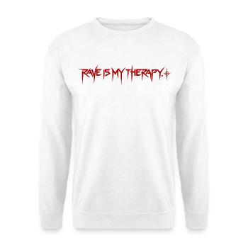 Techno Rave – Rave Is My Therapy - Unisex Pullover - Weiß - Vorne - Alina (178cm) & Michal (187cm)