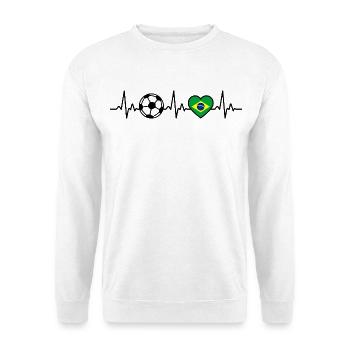 Brazil Football Heartbeat Flag Brasili - Unisex Sweatshirt - white - Front