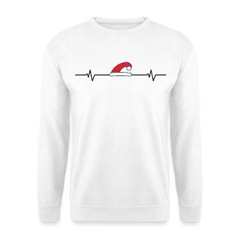 Weihnachtsmütze EKG – Herzschlag Weihnachtsliebe - Unisex Pullover - Weiß - Vorne - Alina (178cm) & Michal (187cm)