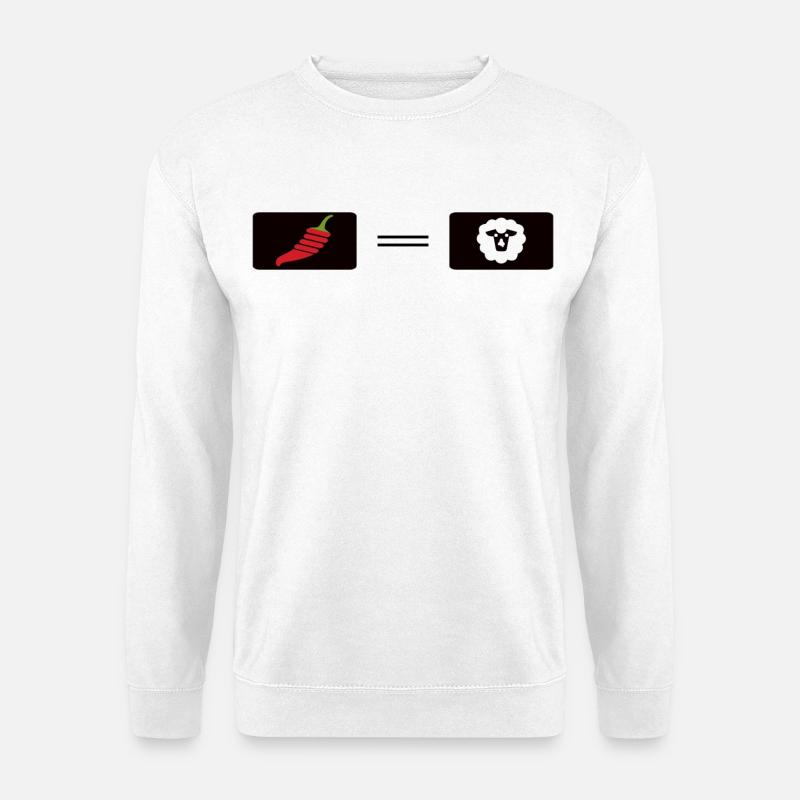 Feuriger Chili-Pfeffer mit Schaf-Design - Unisex Pullover - Weiß