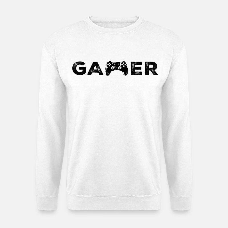 Gamer Controller Schriftzug Retro - Unisex Pullover - Weiß