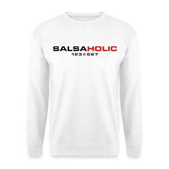 SALSAHOLIC 123-567 – Tanzshirt für Salsa Fans - Unisex Pullover - Weiß - Vorne