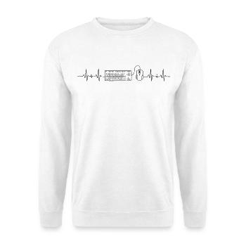 Herzschlag Design mit Maus und Tastatur - Unisex Pullover - Weiß - Vorne - Alina (178cm) & Michal (187cm)