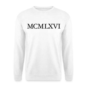 MCMLXVI Jahrgang 1966 Römisch Geburtstag Jahr - Unisex Pullover - Weiß - Vorne