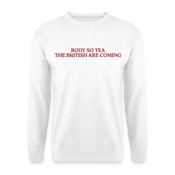 Body So Tea British Humor - Unisex Pullover - Weiß - Vorne - Alina (178cm) & Michal (187cm)