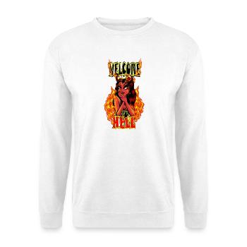 willkommen in der Hölle - Unisex Pullover - Weiß - Vorne - Alina (178cm) & Michal (187cm)