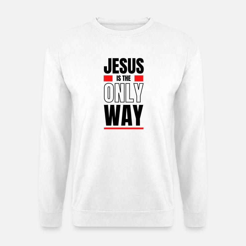 Roter Minimalismus: Kontrastblöcke - Unisex Pullover - Weiß