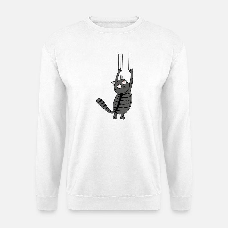 Panic Cat Striped Version - Unisex Pullover - Weiß