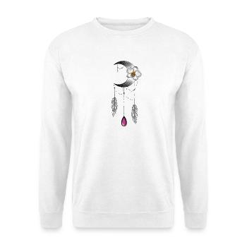Moon Orchid Feather and Pearl Type Dream Catcher - Unisex Sweatshirt - white - Front