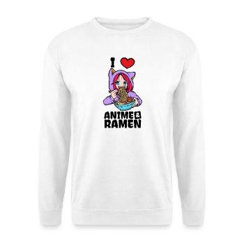 Ich Liebe Anime Ramen Herz Manga Japan Animation - Unisex Pullover - Weiß - Vorne
