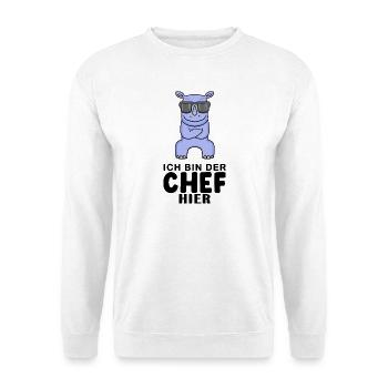 Chef Spruch mit Nashorn Motiv - Unisex Pullover - Weiß - Vorne