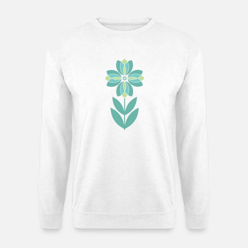 Grüne Mid-Century-Blume - Unisex Pullover - Weiß