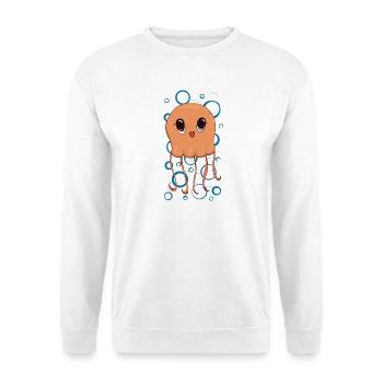 Kawaii Qualle mit Blasenring - Unisex Pullover - Weiß - Vorne - Alina (178cm) & Michal (187cm)