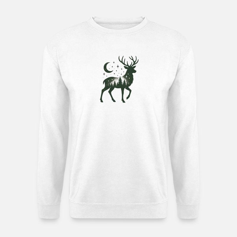 Sternenwald Hirsch Silhouette - Unisex Pullover - Weiß