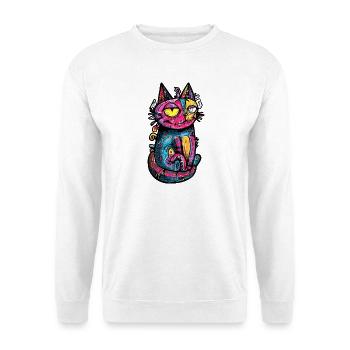 Katze Bunt Kunst Design - Unisex Pullover - Weiß - Vorne