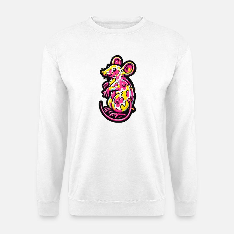Maus Ratte Bunt Kunst - Unisex Pullover - Weiß