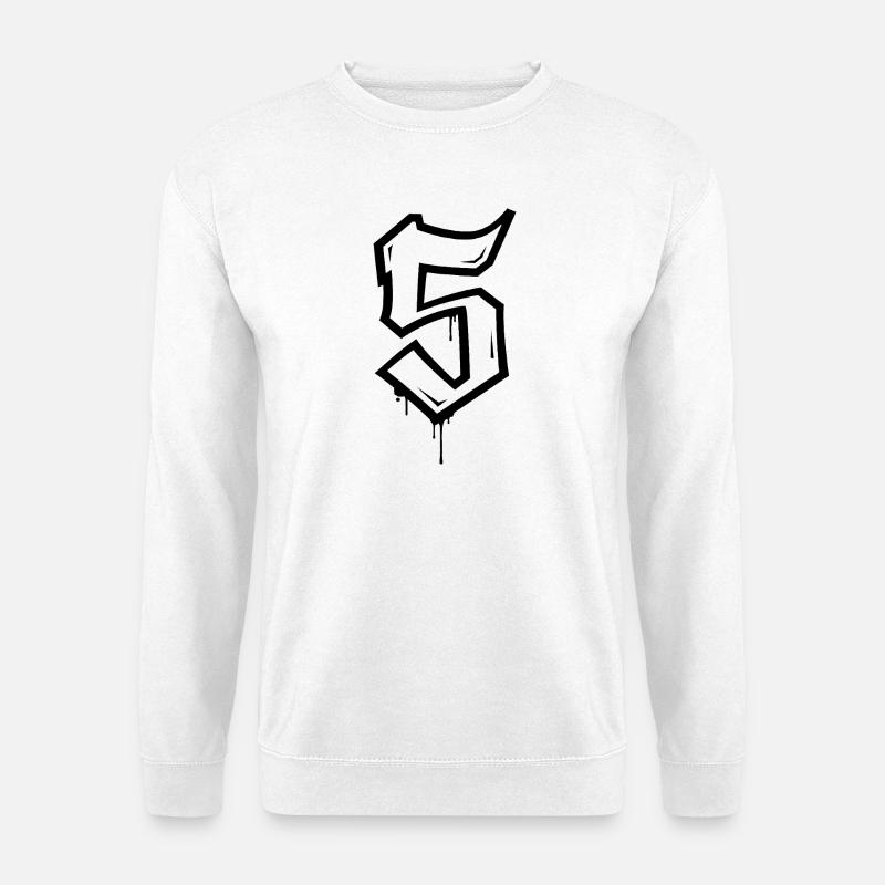 Graffiti-Stil Zahl 5 Design - Unisex Pullover - Weiß