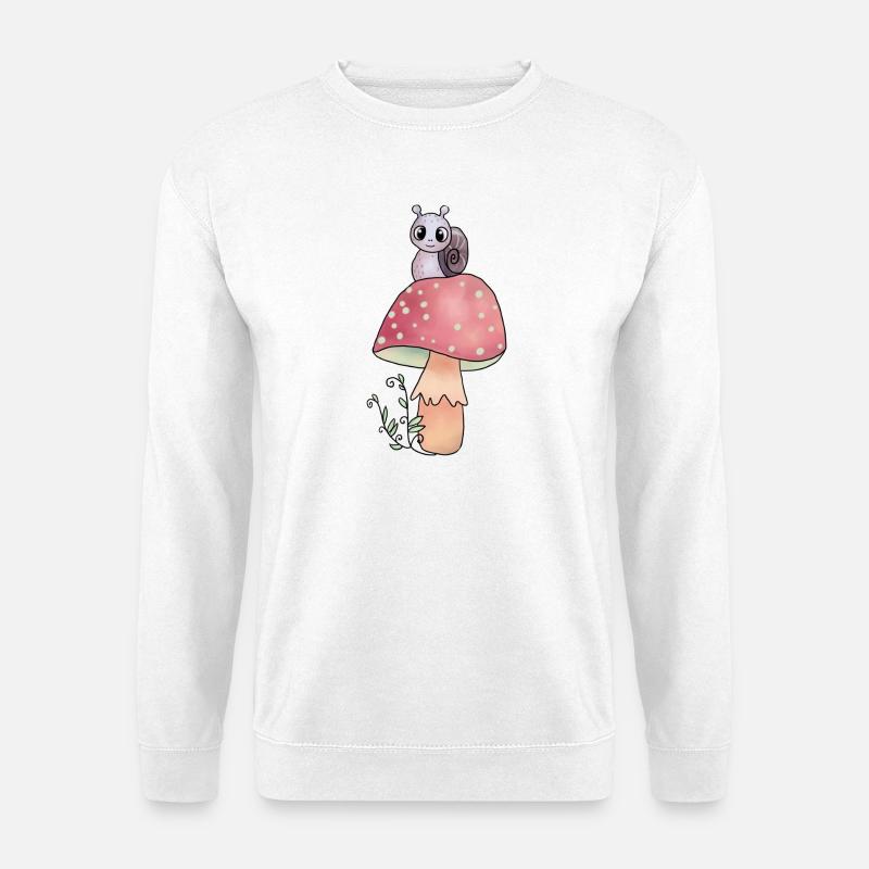 Pilz_mit_Schnecke - Unisex Pullover - Weiß