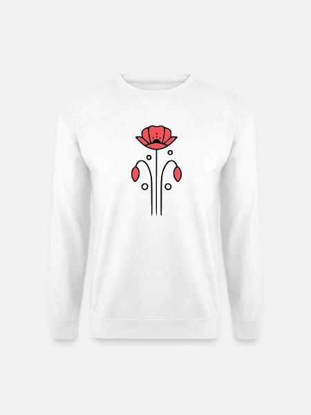 mohnblume-mohnblumen-minimalistisch-line-art-7 - Unisex Pullover - Weiß
