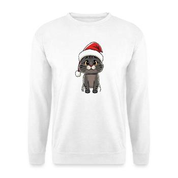 Cute Winter Cat with Santa Hat - Unisex Sweatshirt - white - Front