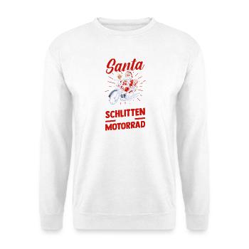 Weihnachtsmann Biker Motorrad Weihnachten - Unisex Pullover - Weiß - Vorne