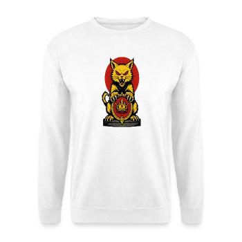 Chat Royal Sauvage tenant l’emblème de la couronne - Sweat-shirt Unisexe - blanc - Devant