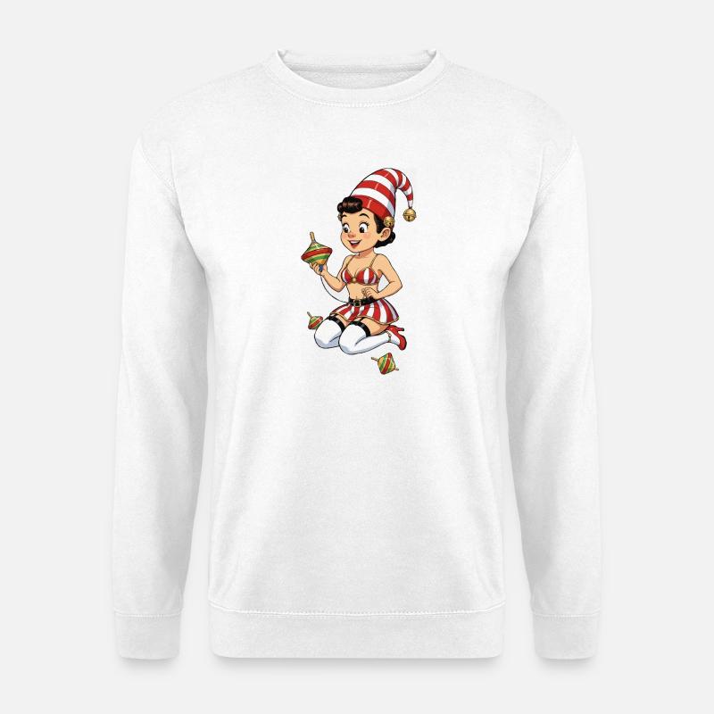 Kabouter meisje met tol - Unisex Sweatshirt - white