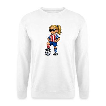 Fußball Mädchen USA Amerika Fan Amerikanisch - Unisex Pullover - Weiß - Vorne