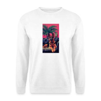 Neonhund und Eule in den Tropen - Unisex Pullover - Weiß - Vorne