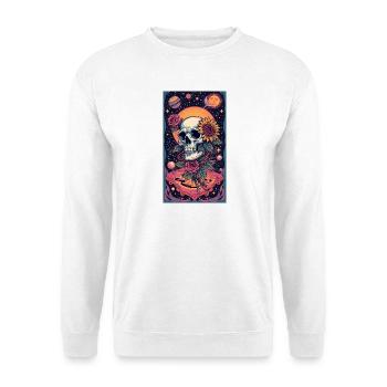 Schädel und Weltraumblume - Unisex Pullover - Weiß - Vorne