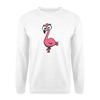 Cheerful Pink Flamingo Cartoon - Unisex Sweatshirt - white - Front