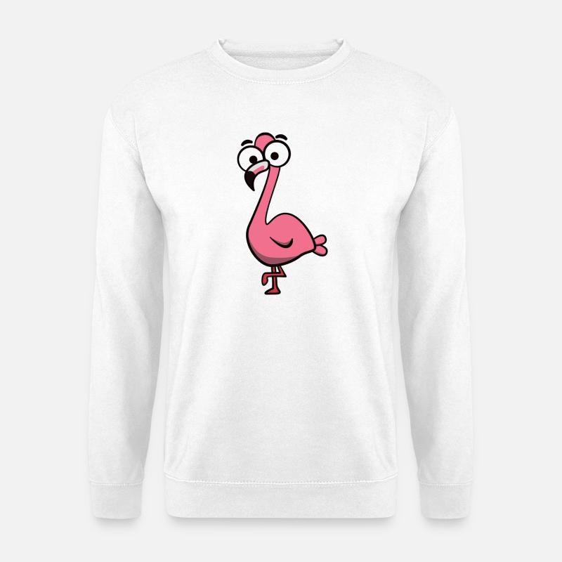 Fröhlicher Pink Flamingo Cartoon - Unisex Pullover - Weiß