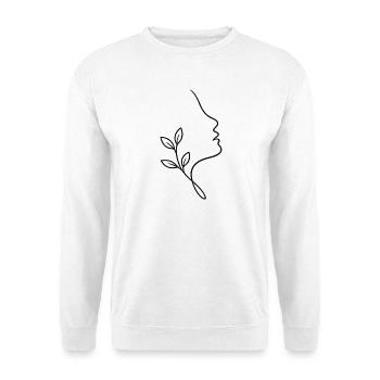 Liniengesicht mit Blattwerk - Unisex Pullover - Weiß - Vorne