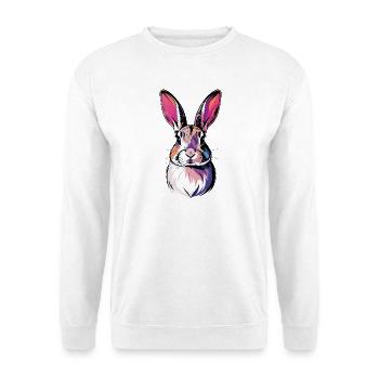 Colorful Rabbit Head Bunny Portrait Pop Art Art - Unisex Sweatshirt - white - Front