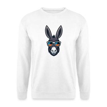 Esel-Cartoon-Stilisierte Sonnenbrille - Unisex Pullover - Weiß - Vorne