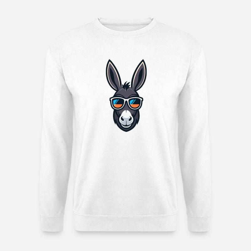 Esel-Cartoon-Stilisierte Sonnenbrille - Unisex Pullover - Weiß