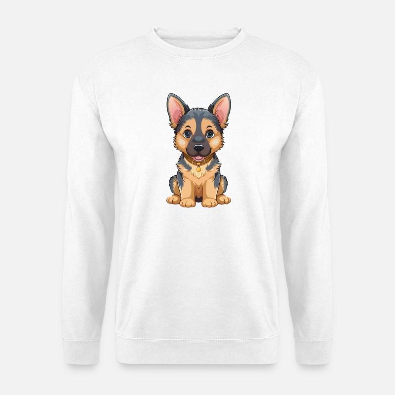 Kuscheliger Schäferhund Cartoon - Unisex Pullover - Weiß