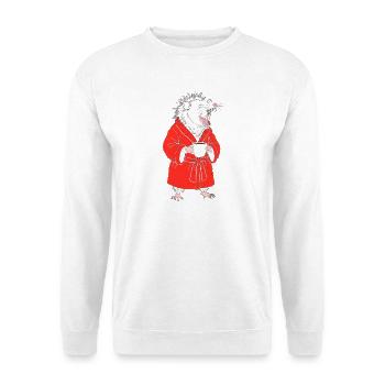Morgenkaffee Otter im roten Bademantel - Unisex Pullover - Weiß - Vorne