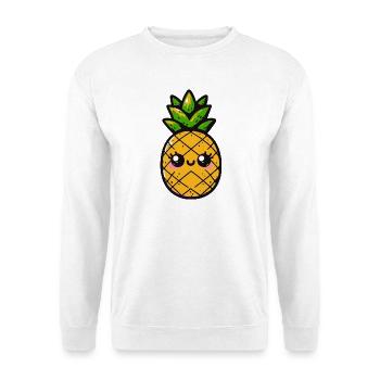Kawaii-Ananas mit grünem Laub - Unisex Pullover - Weiß - Vorne