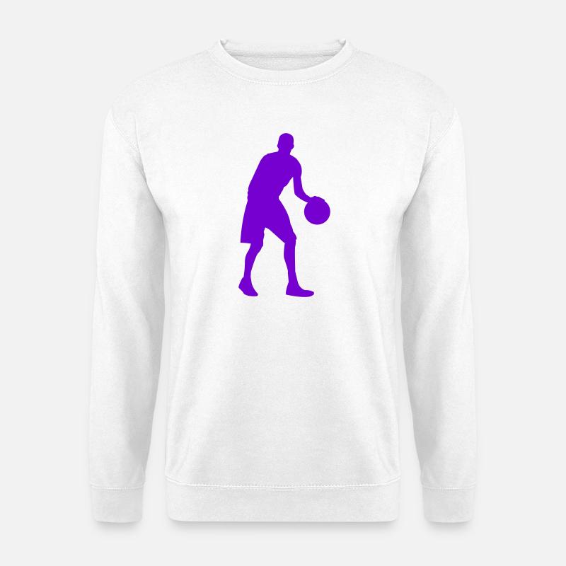 Neonlila Basketball-Silhouette - Unisex Pullover - Weiß