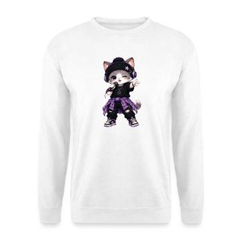 Lila K-Pop Singende Katze - Unisex Pullover - Weiß - Vorne