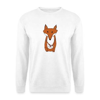 Mr Fox Loveletter / Herr Fuchs mit Liebesbrief - Unisex Pullover - Weiß - Vorne - Alina (178cm) & Michal (187cm)