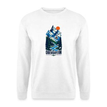 Oberbayern Bergpanorama mit Seilbahn - Unisex Pullover - Weiß - Vorne - Alina (178cm) & Michal (187cm)