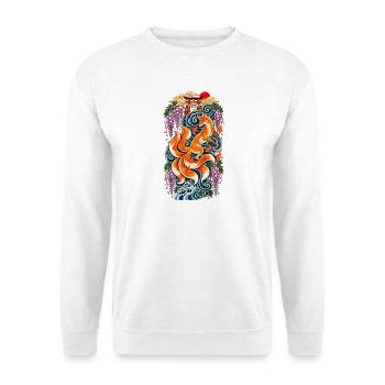 Kitsune-Feuer-Torii-Fantasie - Unisex Pullover - Weiß - Vorne - Alina (178cm) & Michal (187cm)